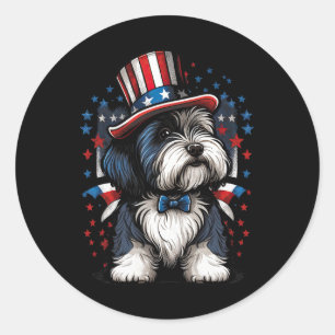 Adesivo De Julho Patriótico Collie Dog Bandeira Us