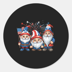 Adesivo De Julho Patriótico Gnomos Americanos Flag Usa Gno