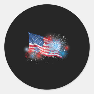 Adesivo De Julho Red White E Blue Fireworks Mostram Bandei