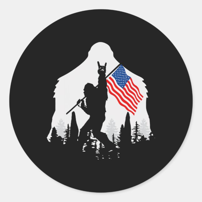 Adesivo De Julho Shirt Bigfoot Sasquatch Usa Flag American (Frente)