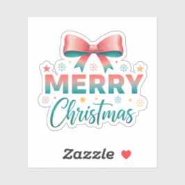 Adesivo de Laço Festivo de Natal Feliz