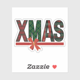 Adesivo de Laço Vermelho de XMAS de Xadrez Festivo