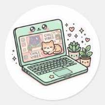 Adesivo de Laptop Vibrações Legais Kawaii Fofinho