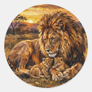 Adesivo de Leão da Família Savannah   Arte de Vida