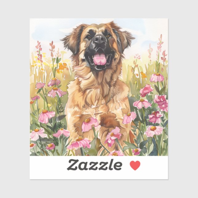 Adesivo de Leonberger em Aquarela (Recortado) (Folha)