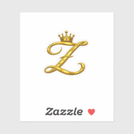 Adesivo de Letra Z Monograma Dourado de Luxo Coroa