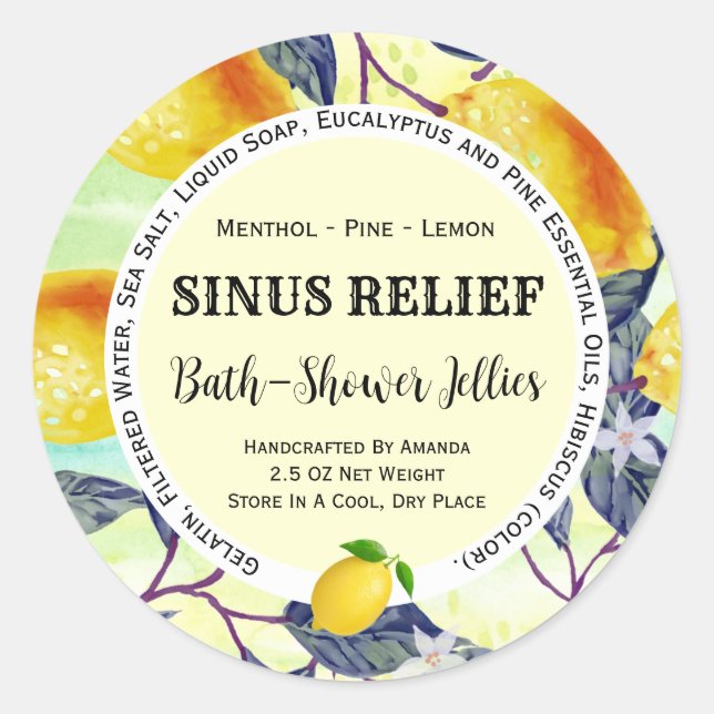 Adesivo de limões de produto de bath feitos à mão (Frente)