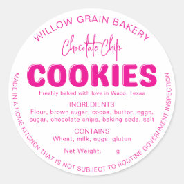 Adesivo de Lista de Ingredientes da Casa de Cookie