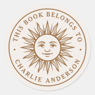 Adesivo de livro de biblioteca com personagem de s