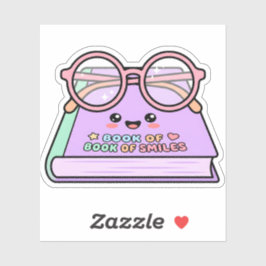 Adesivo de Livro Pastel Kawaii e Óculos de Leitura