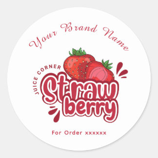 Adesivo de Logo de Canto de Suco de Morango Vermel