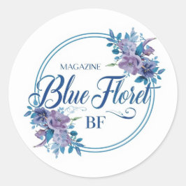 Adesivo de Logo Floral Azul Personalizado – Redond