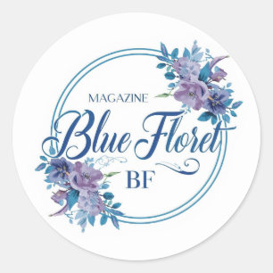 Adesivo de Logo Floral Azul Personalizado – Redond