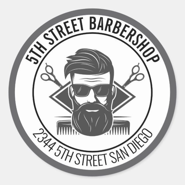 Adesivo de Logotipo de Barbearia Moderna (Frente)