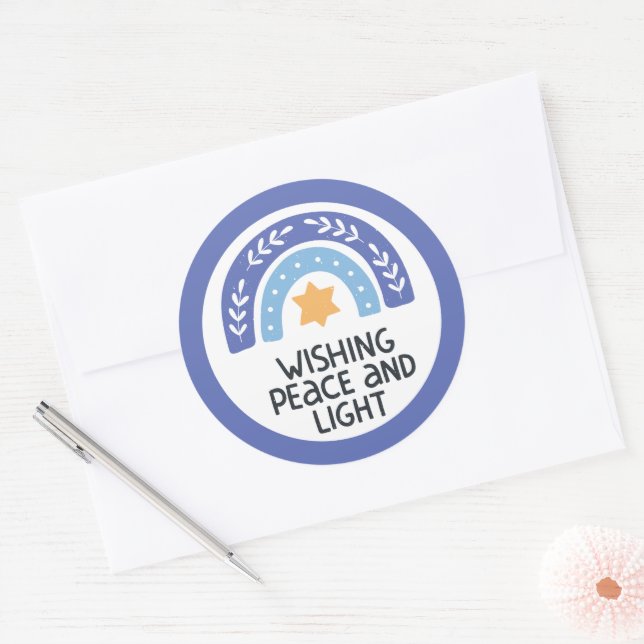 Adesivo de Luz e Paz do Hanukkah (Envelope)