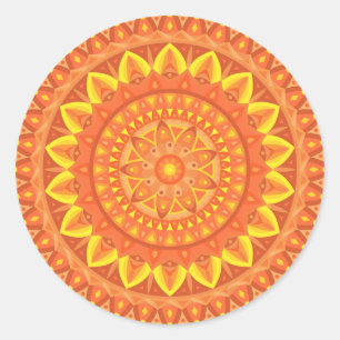 Adesivo de Mandala Laranja Quente Boho Vibrante Es