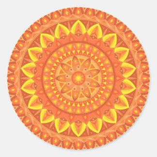 Adesivo de Mandala Laranja Quente Boho Vibrante Es