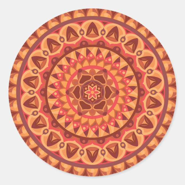 Adesivo de Mandala Marrom Terroso Boho Neutro (Frente)