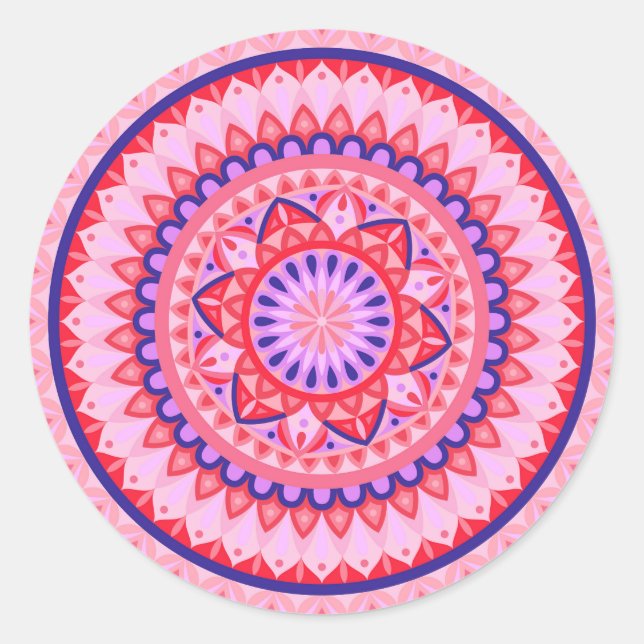 Adesivo de Mandala Rosa Boho com Padrão Geométrico (Frente)
