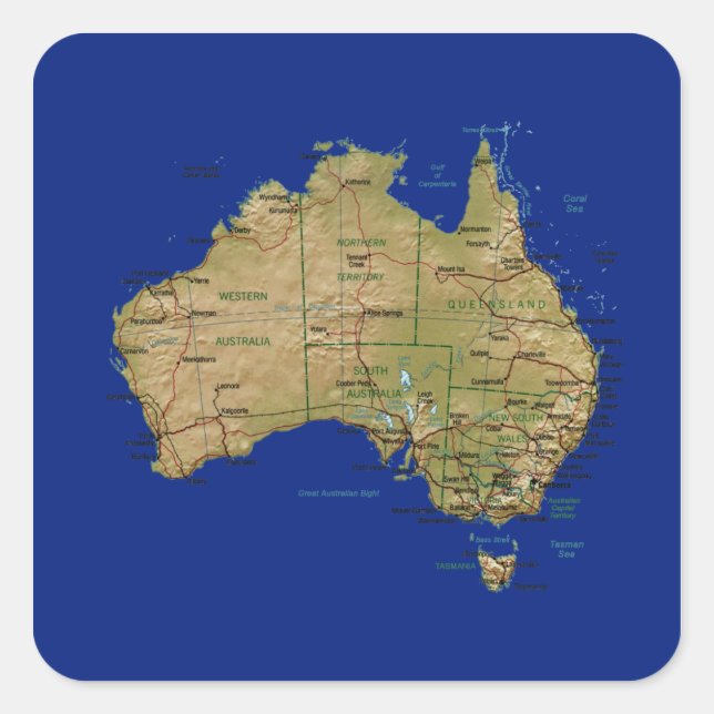 Adesivo de mapa da Austrália (Frente)