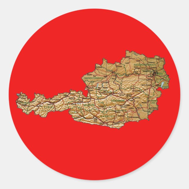 Adesivo de Mapa da Áustria (Frente)