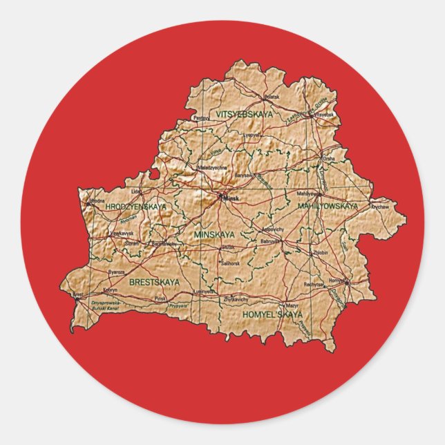 Adesivo de Mapa da Bielorrússia (Frente)