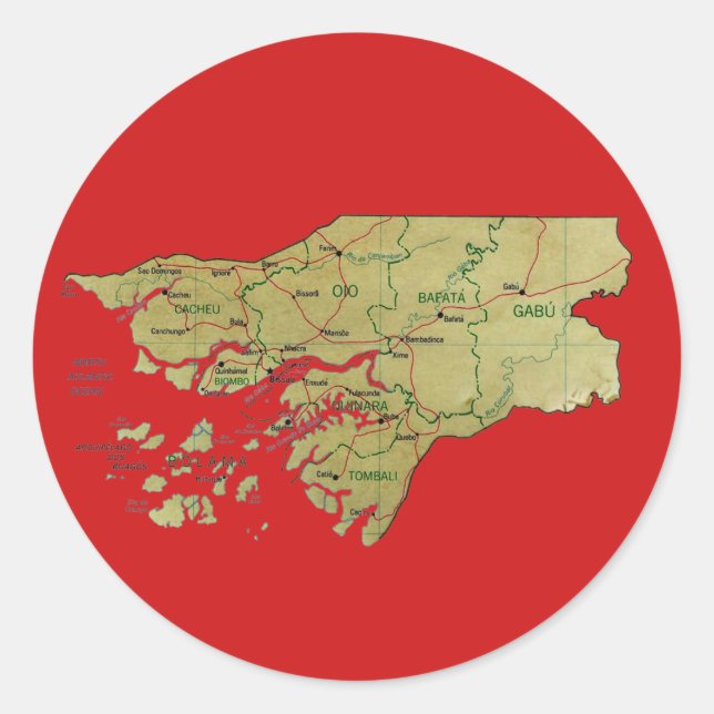Adesivo de Mapa da Guiné-Bissau (Frente)
