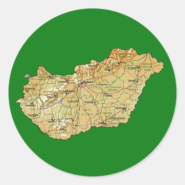 Adesivo de Mapa da Hungria (Frente)