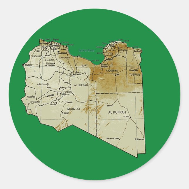 Adesivo de Mapa da Líbia (Frente)