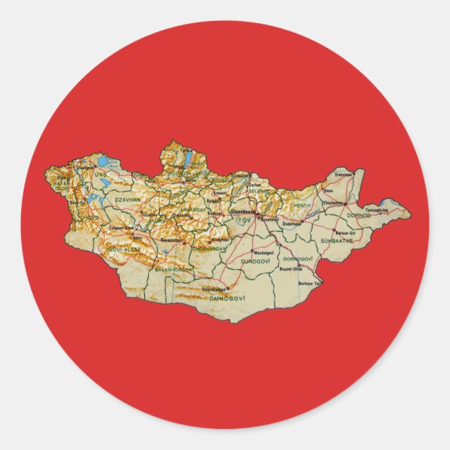Adesivo de Mapa da Mongólia (Frente)