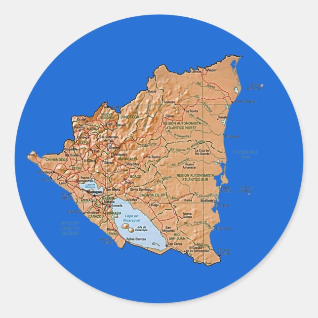 Adesivo de Mapa da Nicarágua (Frente)