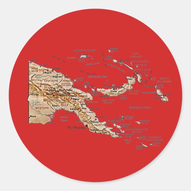 Adesivo de Mapa da Papua-Nova Guiné (Frente)