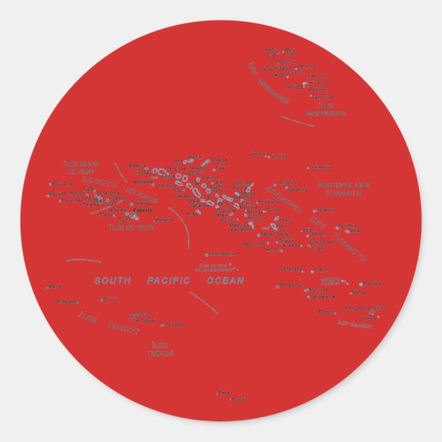 Adesivo de Mapa da Polinésia Francesa (Frente)