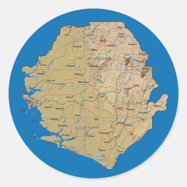 Adesivo de Mapa da Serra Leoa (Frente)