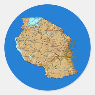 Adesivo de Mapa da Tanzânia