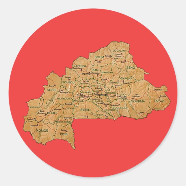 Adesivo de Mapa de Burkina Faso (Frente)