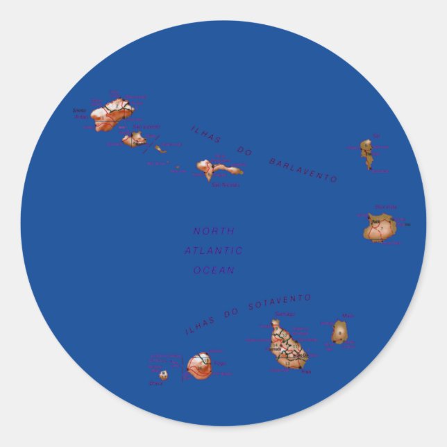 Adesivo de mapa de Cabo Verde (Frente)
