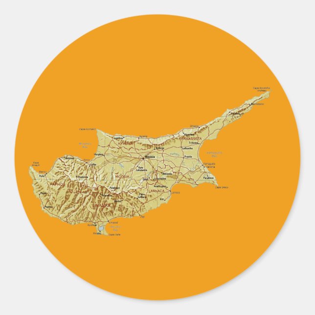 Adesivo de Mapa de Chipre (Frente)