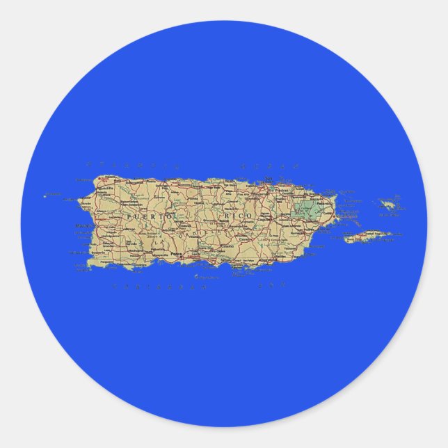 Adesivo de Mapa de Porto Rico (Frente)
