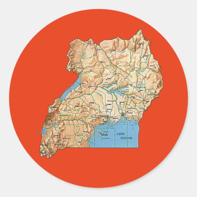 Adesivo de Mapa de Uganda (Frente)