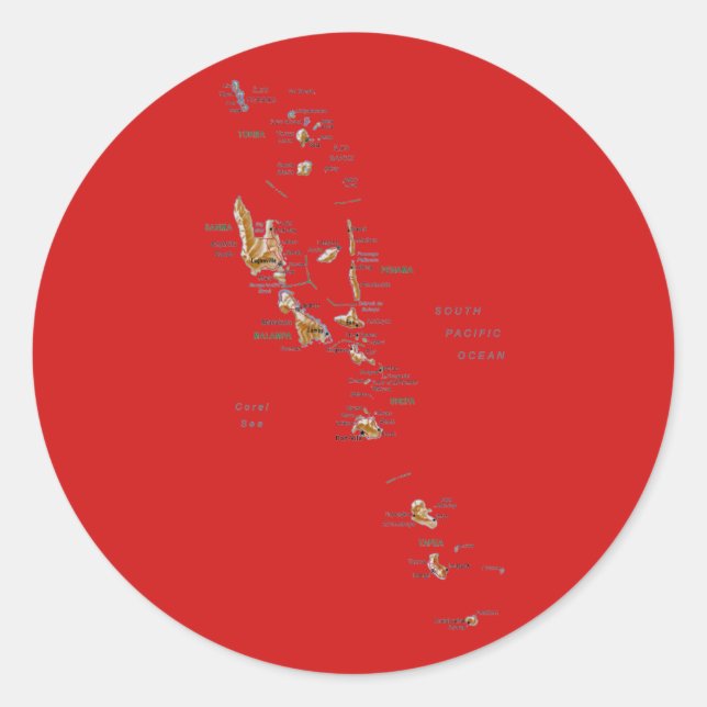 Adesivo de Mapa de Vanuatu (Frente)
