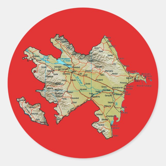 Adesivo de Mapa do Azerbaijão (Frente)