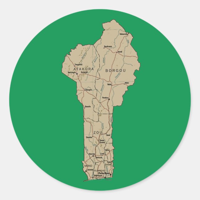Adesivo de Mapa do Benim (Frente)