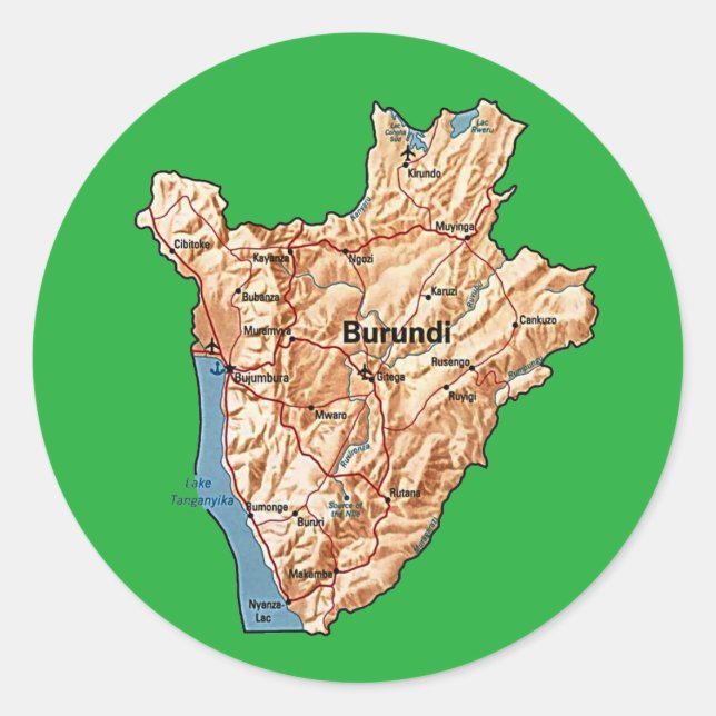 Adesivo de Mapa do Burundi (Frente)