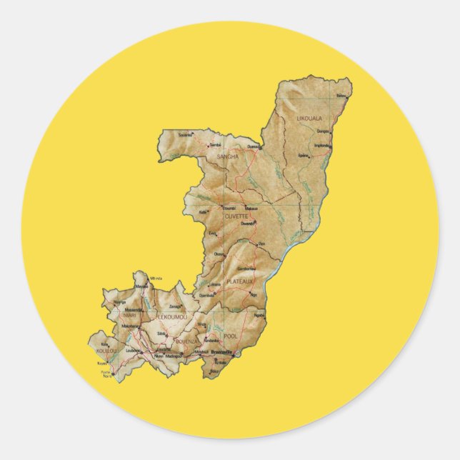 Adesivo de Mapa do Congo-Brazzaville (Frente)