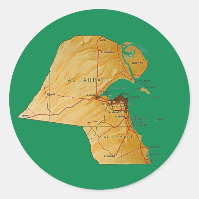 Adesivo de Mapa do Kuwait (Frente)