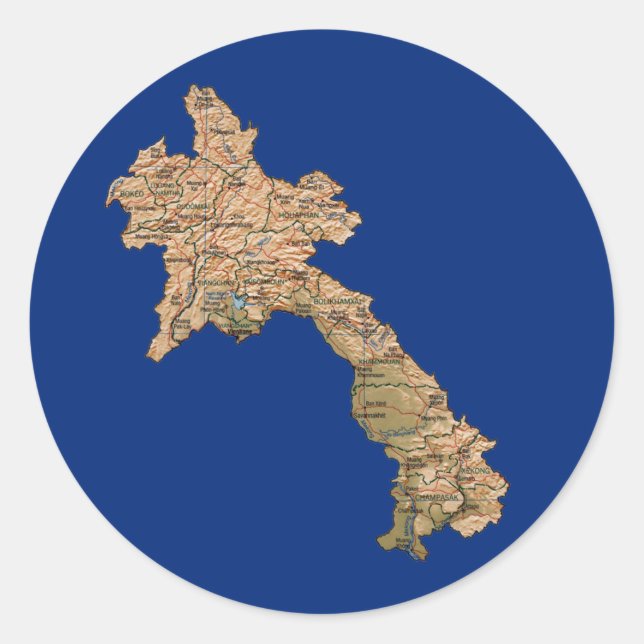 Adesivo de Mapa do Laos (Frente)