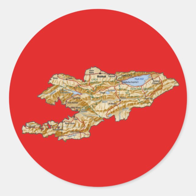 Adesivo de Mapa do Quirguistão (Frente)