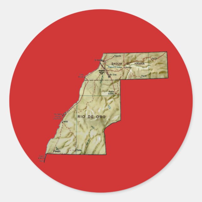 Adesivo de Mapa do Saara Ocidental (Frente)