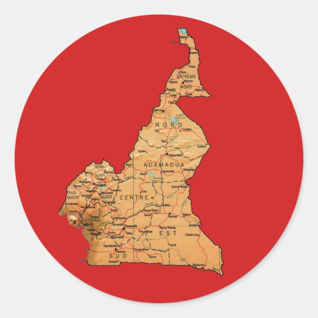 Adesivo de Mapa dos Camarões (Frente)